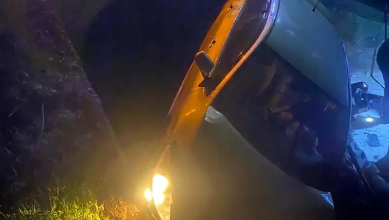 Adana'da Şok Kaza! Otomobil Şarampole Devrildi, İki Kişi Yaralandı